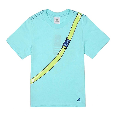 Adidas/阿迪达斯童装 夏季蓝色YB G SS TEE 1少男混纺短袖T恤W44542