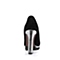 BASTO/百思图秋季黑色羊绒皮女皮鞋TOZ21CQ3超高跟粗跟防水台优雅拼色单鞋
