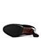 BASTO/百思图秋季黑色羊绒皮女皮鞋TOZ21CQ3超高跟粗跟防水台优雅拼色单鞋