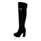 BASTO/百思图冬季黑色羊绒皮女皮靴TNP80DC3超高跟粗跟超长靴