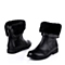 BASTO/百思图冬季黑色小牛皮/黑色羊毛女皮靴TRV44DD3铆钉舒适休闲短靴低跟后拉链