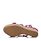 BASTO/百思图夏季专柜同款桃红色羊绒皮坡跟罗马女凉鞋TBZ17BL5