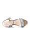 BASTO/百思图夏季银色亮片布时尚舒适坡跟女凉鞋TBZ15BL5