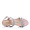 BASTO/百思图年夏季粉色山羊皮坡跟女凉鞋TF601BL5