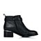 BASTO/百思图冬季专柜同款黑色小牛皮女靴(绒里)TOD42DD5