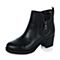 BASTO/百思图冬季专柜同款黑色小牛皮女靴(绒里)TIF45DD5