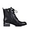 BASTO/百思图冬季专柜同款黑色牛皮革女靴15X49DZ5