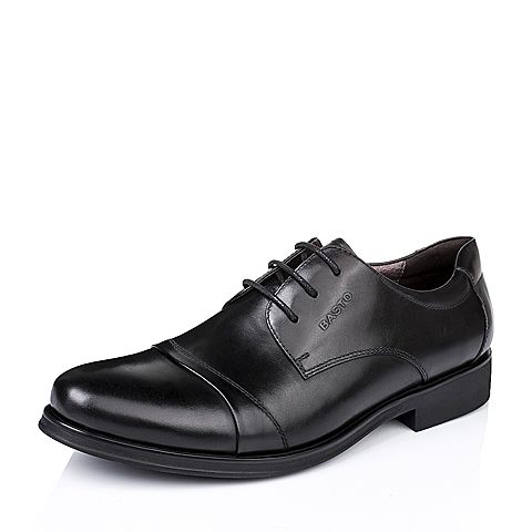 BASTO/百思图秋季专柜同款黑色牛皮商务系带男单鞋AKH05CM5