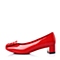 BASTO/百思图春季专柜同款红色牛皮时尚纯色浅口女单鞋TU721AQ6