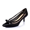BASTO/百思图春季专柜同款黑色羊皮淑女优雅细中跟女单鞋TSF24AQ6