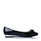 BASTO/百思图春季专柜同款黑色牛皮简约时尚坡跟女单鞋TS921AQ6