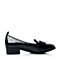 BASTO/百思图春季专柜同款黑色漆皮牛皮时尚方跟浅口女单鞋TS723AQ6