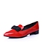 BASTO/百思图春季专柜同款红/黑牛皮蝴蝶结舒适浅口女单鞋TR821AQ6