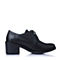 BASTO/百思图春季专柜同款黑色牛皮时尚纯色粗高跟系带女单鞋TQ120AM6