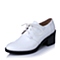 BASTO/百思图春季专柜同款白色牛皮时尚纯色粗高跟系带女单鞋TQ120AM6