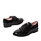 BASTO/百思图春季专柜同款黑色牛皮纯色流苏系带女单鞋TM222AM6