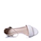 BASTO/百思图夏季专柜同款白色珠光羊皮一字扣包跟女凉鞋VB04DBL6