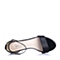 BASTO/百思图夏季专柜同款黑色小牛皮简约一字扣包跟女凉鞋TVB04BL6