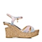 BASTO/百思图夏季专柜同款粉色印花布坡跟女凉鞋TG505BL6