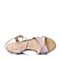 BASTO/百思图夏季专柜同款粉色印花布坡跟女凉鞋TG505BL6