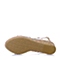 BASTO/百思图夏季专柜同款粉/白色漆皮牛皮坡跟女凉鞋TF609BL6