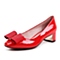 BASTO/百思图春季专柜同款红色牛皮甜美蝴蝶结女单鞋浅口鞋16A24AQ6