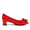 BASTO/百思图春季专柜同款红色牛皮甜美蝴蝶结女单鞋浅口鞋16A24AQ6