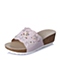 BASTO/百思图夏季粉色牛皮简约坡跟女拖鞋TG606BT6
