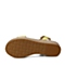 BASTO/百思图夏季专柜同款黄色山羊皮简约舒适女凉鞋TG209BL6
