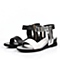 BASTO/百思图夏季专柜同款黑色牛皮坡跟露趾女凉鞋TST01BL6 专柜2