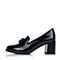 BASTO/百思图秋季专柜同款黑色漆皮牛皮浅口女单鞋TXD23CQ6