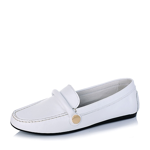 BASTO/百思图秋季专柜同款白色软面牛皮浅口女单鞋YBS01CQ6