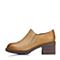 BASTO/百思图秋季专柜同款棕色牛皮舒适粗跟女单鞋TWS20CM6