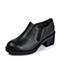 BASTO/百思图秋季专柜同款黑色牛皮舒适粗跟女单鞋TWS20CM6