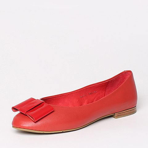 BASTO/百思图秋季专柜同款红色牛皮女单鞋TX632CQ6