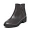 BASTO/百思图冬季专柜同款深灰色小牛皮女短靴（皮里）TP743DD6
