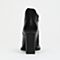 BASTO/百思图冬季专柜同款黑色牛皮休闲粗高跟女皮靴（绒里）16D40DD6