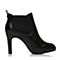 BASTO/百思图冬季专柜同款黑色羊皮/橡筋细高跟女皮靴16D30DD6