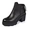 BASTO/百思图冬季专柜同款黑色牛皮女皮靴（绒里）16D20DD6