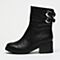 BASTO/百思图冬季专柜同款黑色牛皮休闲舒适中靴女皮靴（毛里）TC860DZ6