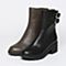 BASTO/百思图冬季专柜同款黑色牛皮休闲舒适中靴女皮靴（毛里）TC860DZ6