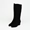 BASTO/百思图冬季专柜同款黑色羊皮帅气休闲显瘦粗跟女长靴16D50DG6