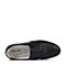BASTO/百思图春季专柜同款黑色牛皮套脚平跟男休闲鞋AUR45AM6