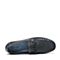 BASTO/百思图夏季专柜同款蓝色软面牛皮精致压花舒适套脚方头男休闲鞋ABV33BM6