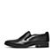 BASTO/百思图夏季专柜同款黑色软面牛皮简约舒适透气套脚男皮鞋AKJ12BM6