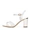 BASTO/百思图夏季专柜同款白色羊皮优雅粗高跟女凉鞋16B39BL6