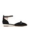 BASTO/百思图春季专柜同款黑色羊皮时尚优雅坡跟女凉鞋16A29AK6