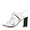 BASTO/百思图夏季专柜同款白色羊皮时尚粗高跟女凉鞋TD312BL6