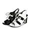 BASTO/百思图夏季专柜同款白色羊皮时尚粗高跟女凉鞋TD312BL6