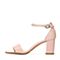 BASTO/百思图夏季专柜同款粉色羊皮简约时尚粗高跟女凉鞋TTF07BL6